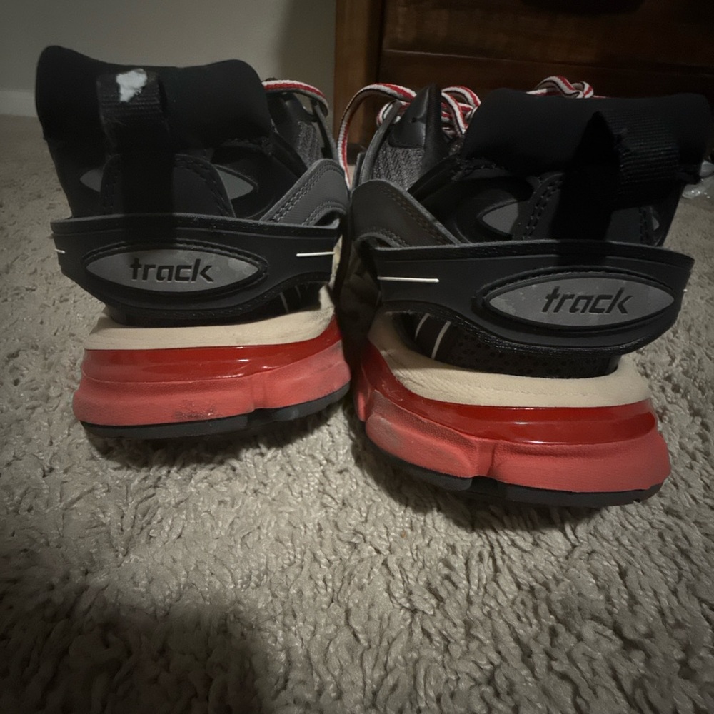Balenciaga Black and Red Sneakers with Distinctive Design